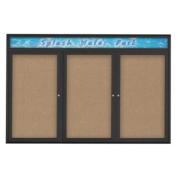 Triple Door Radius Corkboard With Header