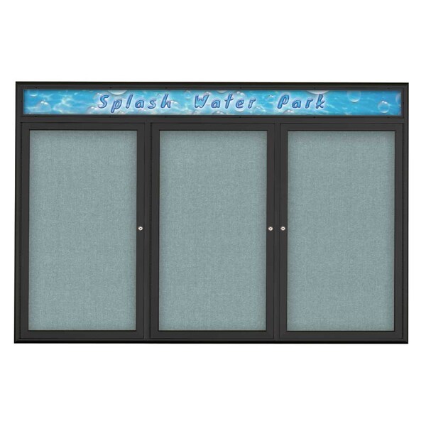 Triple Door Radius Corkboard With Header