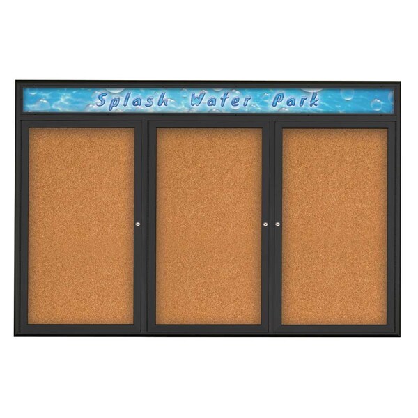 Triple Door Radius Corkboard, Header, 72