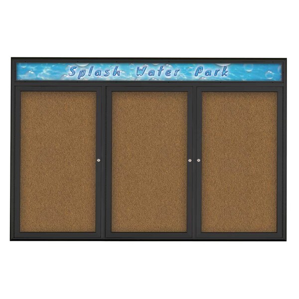 Triple Door Radius Corkboard, Header, 72
