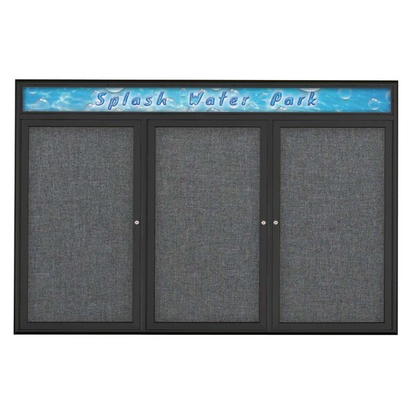 Triple Door Radius Corkboard With Header