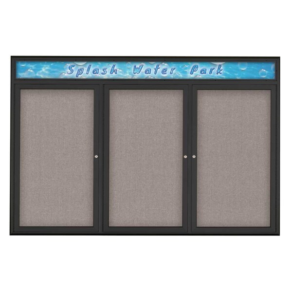 Triple Door Radius Corkboard With Header