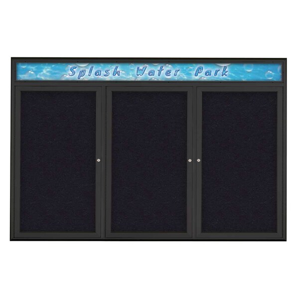 Triple Door Radius Corkboard With Header