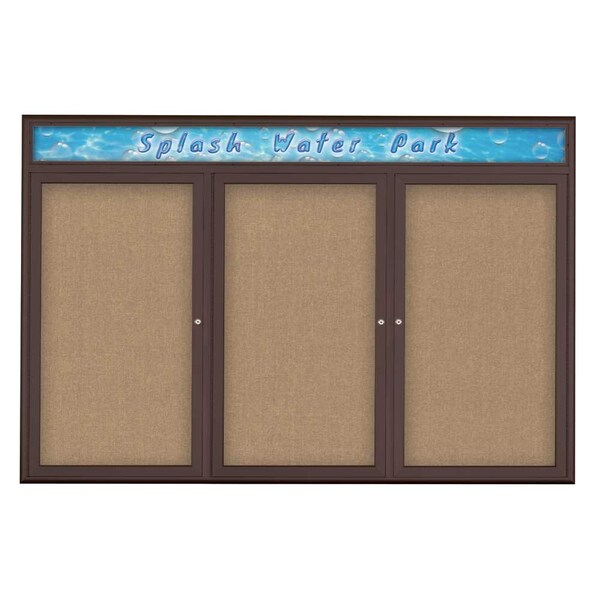 Triple Door Radius Corkboard With Header