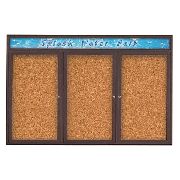 Triple Door Radius Corkboard, Header, 72
