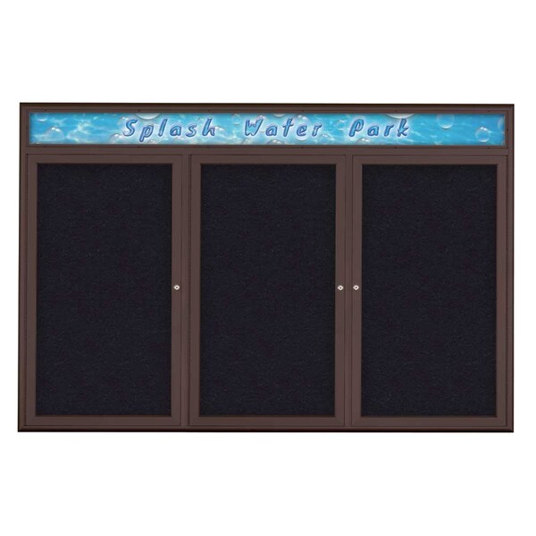 Triple Door Radius Corkboard With Header