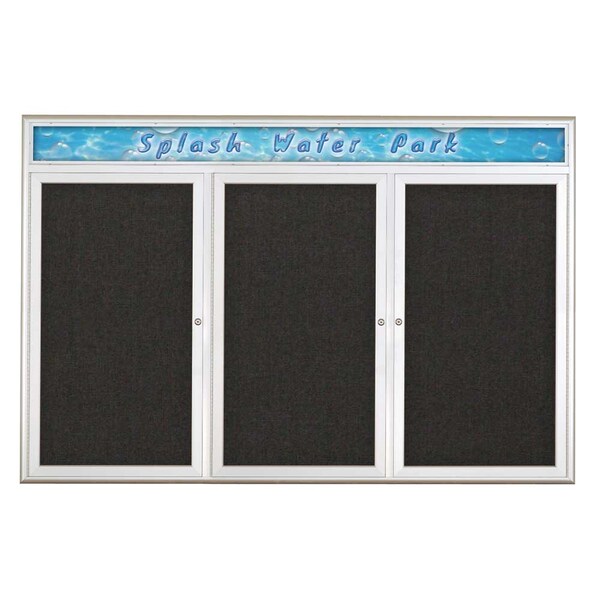 Triple Door Radius Corkboard With Header