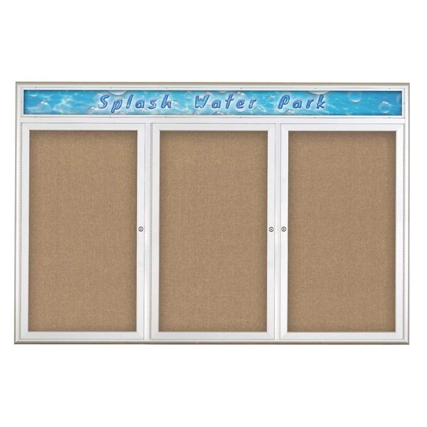 Triple Door Radius Corkboard With Header