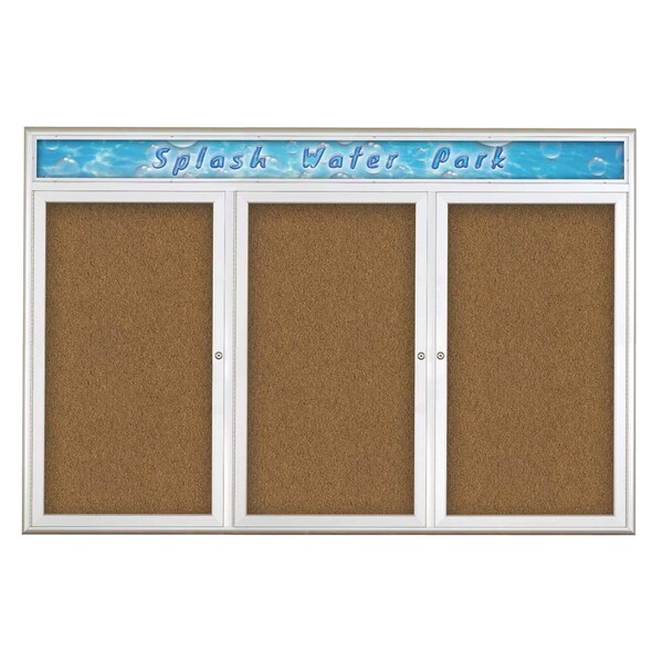 Triple Door Radius Corkboard, Header, 72