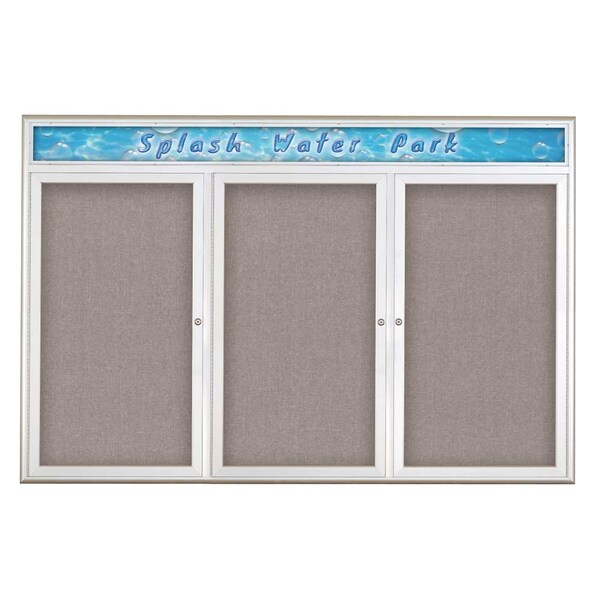 Triple Door Radius Corkboard With Header