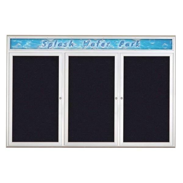 Triple Door Radius Corkboard With Header