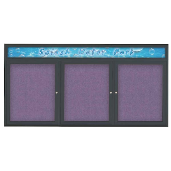 Triple Door Radius Corkboard With Header