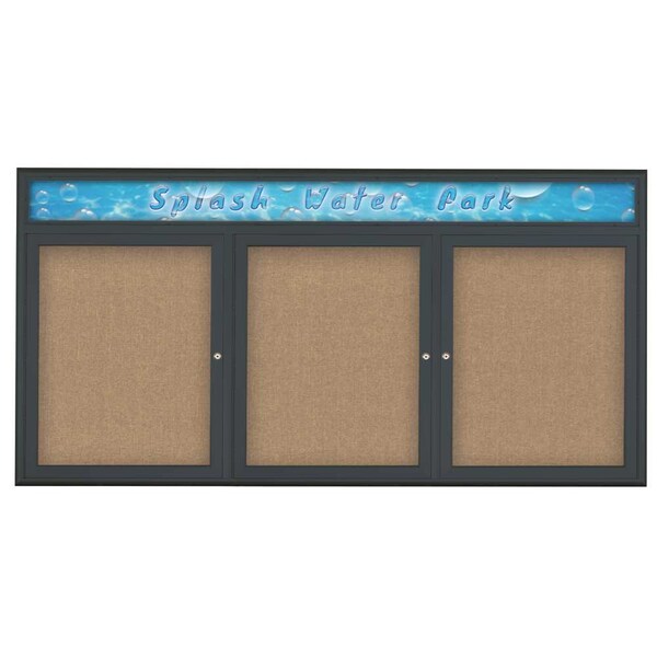 Triple Door Radius Corkboard With Header