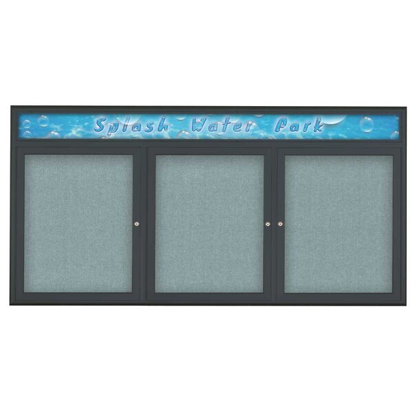 Triple Door Radius Corkboard With Header