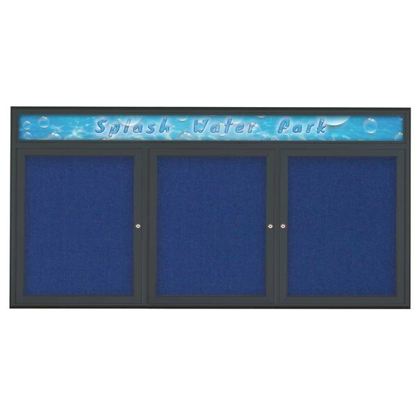 Triple Door Radius Corkboard With Header