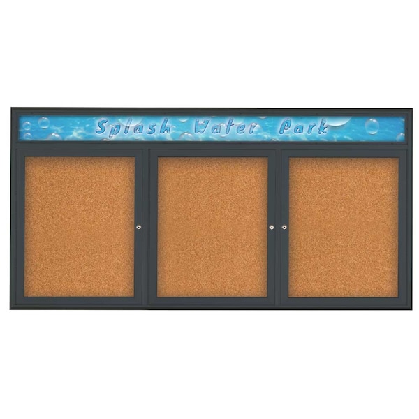 Triple Door Radius Corkboard, Header, 72