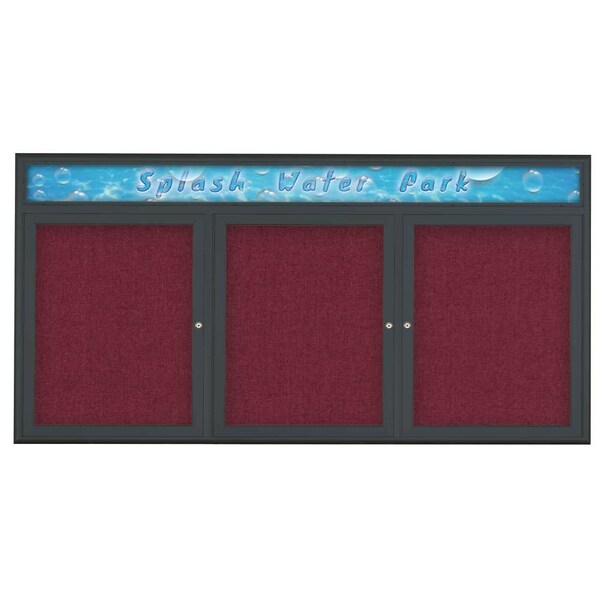 Triple Door Radius Corkboard With Header