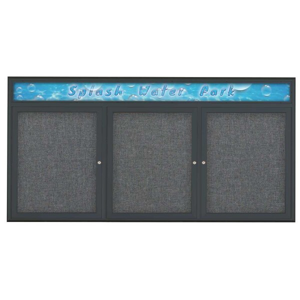 Triple Door Radius Corkboard With Header