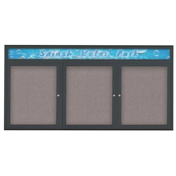 Triple Door Radius Corkboard With Header