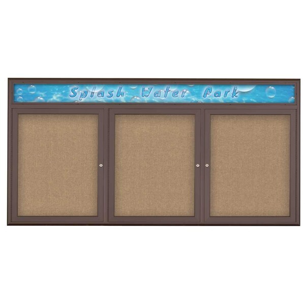 Triple Door Radius Corkboard With Header