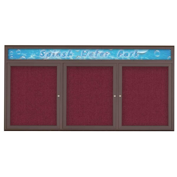 Triple Door Radius Corkboard With Header