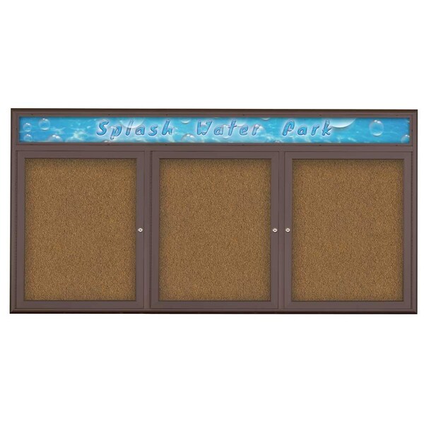 Triple Door Radius Corkboard, Header, 72