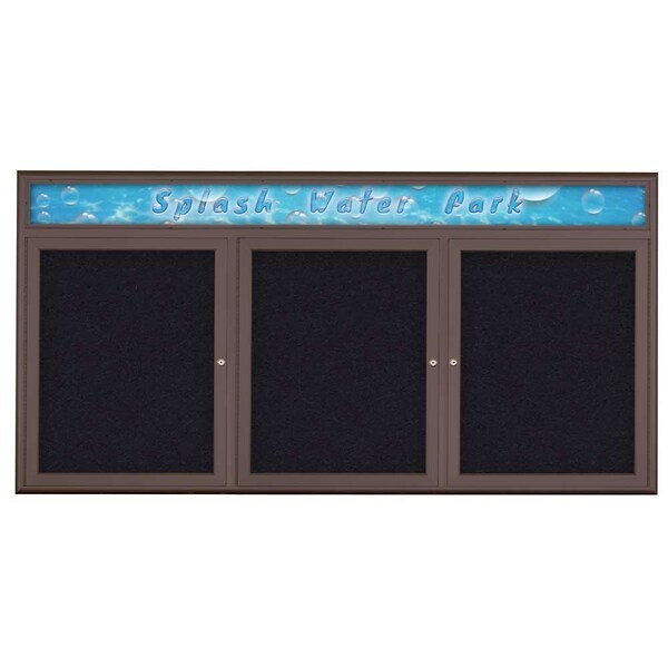 Triple Door Radius Corkboard With Header