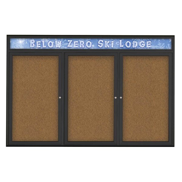 Triple Door Radius Plus Corkboard, Hdr, 72
