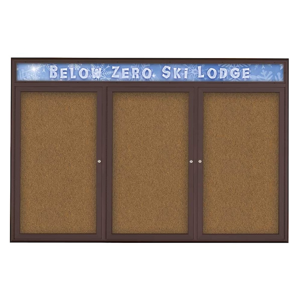 Triple Door Radius Plus Corkboard, Hdr, 72