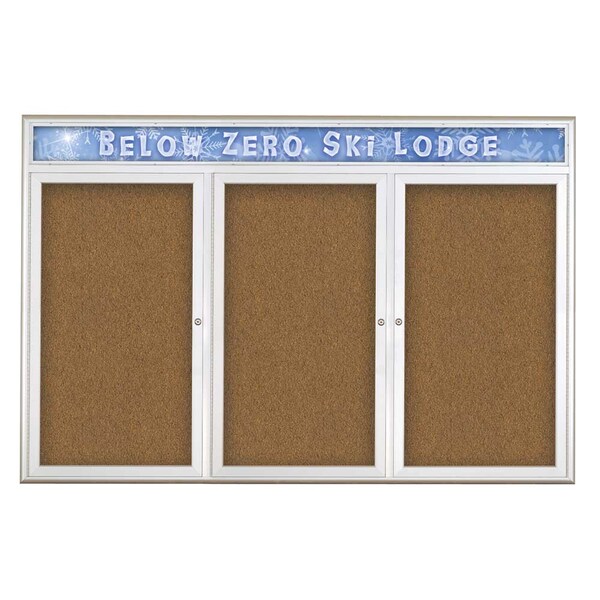Triple Door Radius Plus Corkboard, Hdr, 72