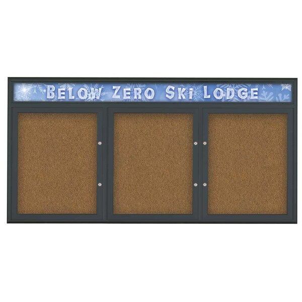 Triple Door Radius Plus Corkboard, Hdr, 72