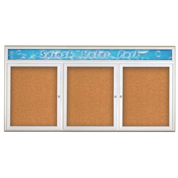 Triple Door Radius Corkboard, Header, 72