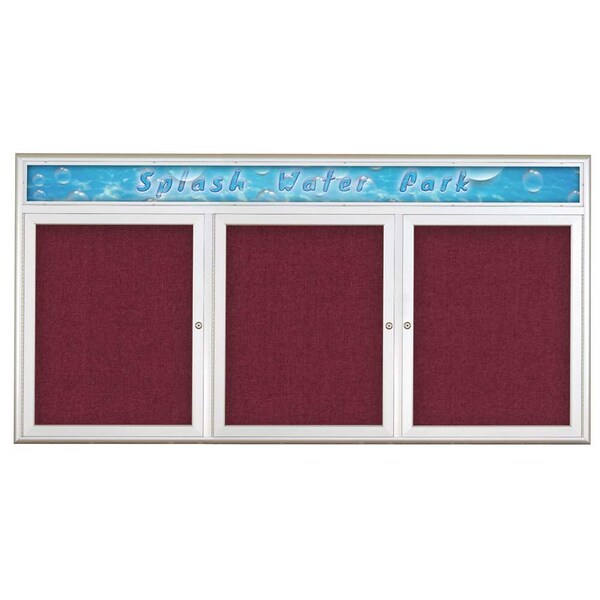Triple Door Radius Corkboard With Header