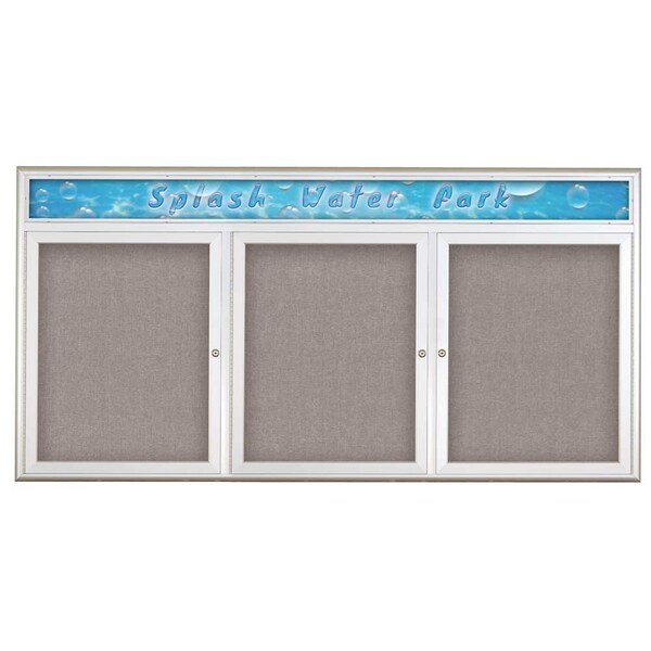 Triple Door Radius Corkboard With Header