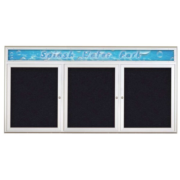 Triple Door Radius Corkboard With Header