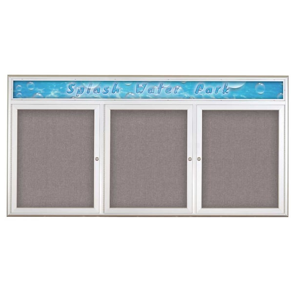 Triple Door Radius Corkboard With Header
