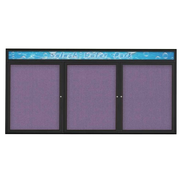 Triple Door Radius Corkboard With Header