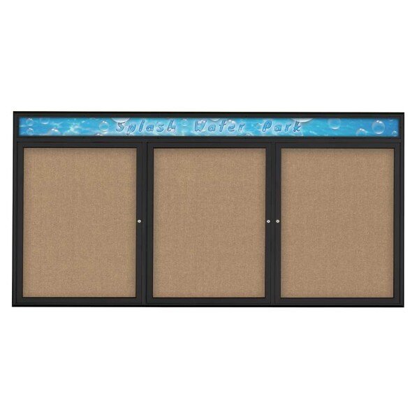 Triple Door Radius Corkboard With Header