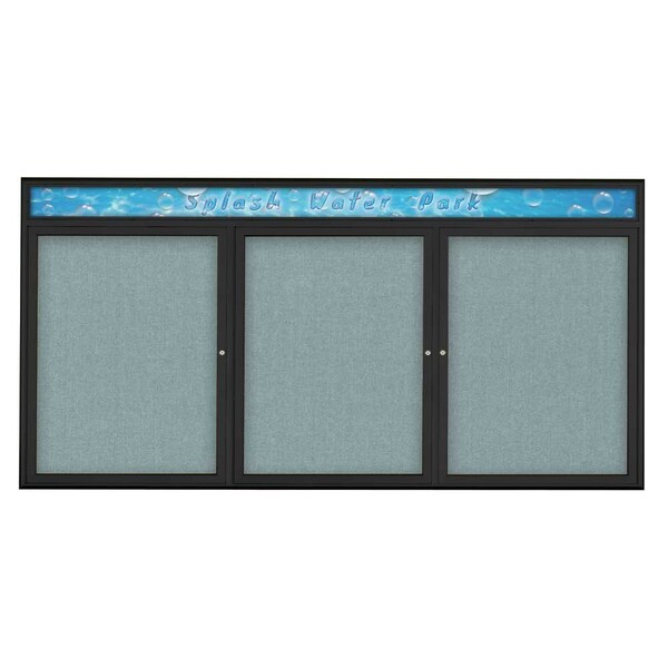 Triple Door Radius Corkboard With Header