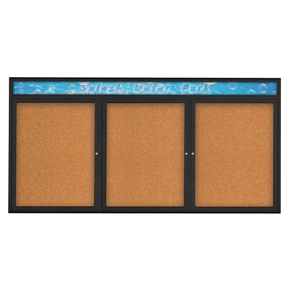 Triple Door Radius Corkboard, Header, 96