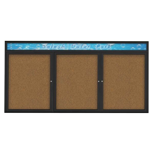 Triple Door Radius Corkboard, Header, 96