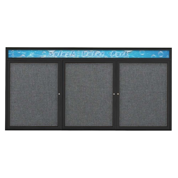 Triple Door Radius Corkboard With Header