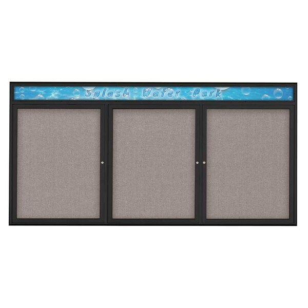 Triple Door Radius Corkboard With Header