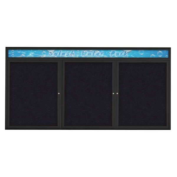 Triple Door Radius Corkboard With Header