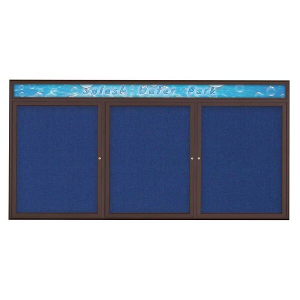 Triple Door Radius Corkboard With Header