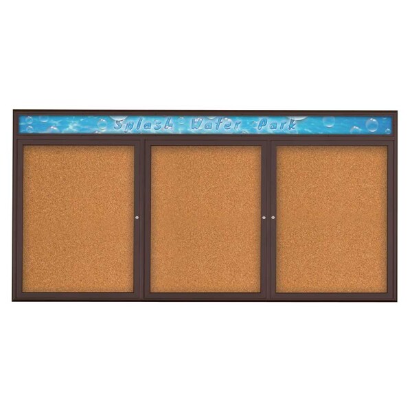 Triple Door Radius Corkboard, Header, 96