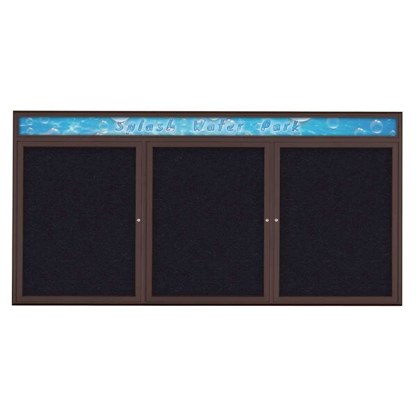 Triple Door Radius Corkboard With Header