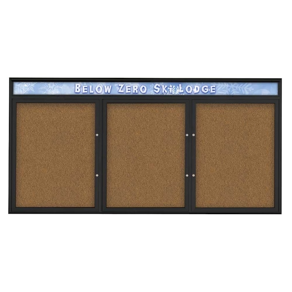 Triple Door Radius Plus Corkboard, Hdr, 96