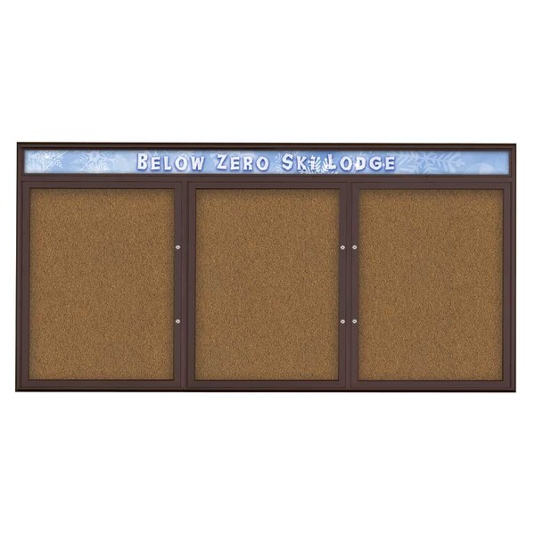 Triple Door Radius Plus Corkboard, Hdr, 96