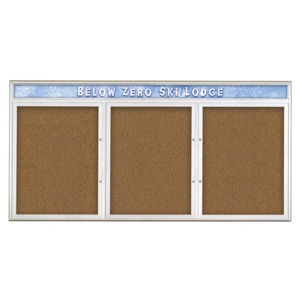 Triple Door Radius Plus Corkboard, Hdr, 96
